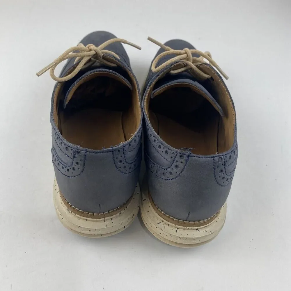 Cole Haan Lunargrand Suede Wingtip Oxford Shoes Blue Gray Men's Size‎ 9 Used